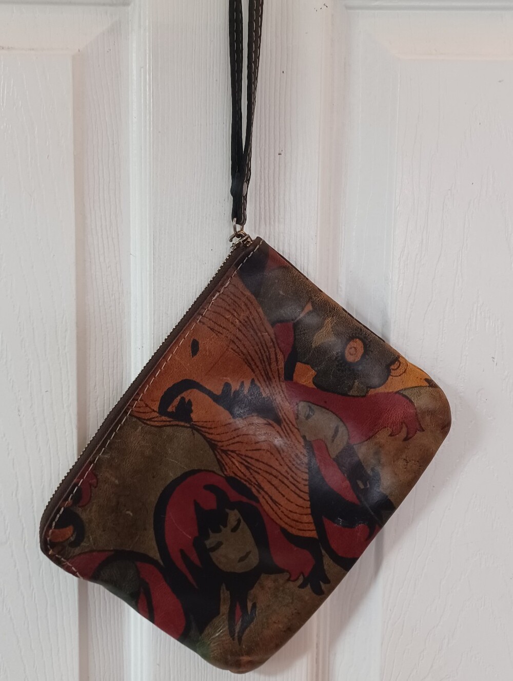 Patricia Nash Mod World Girl Power Italian Leather Wristlet Clutch Retired